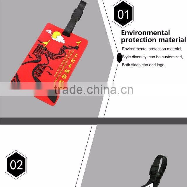 Custom high quality soft PVC silicone luggage tag for airline