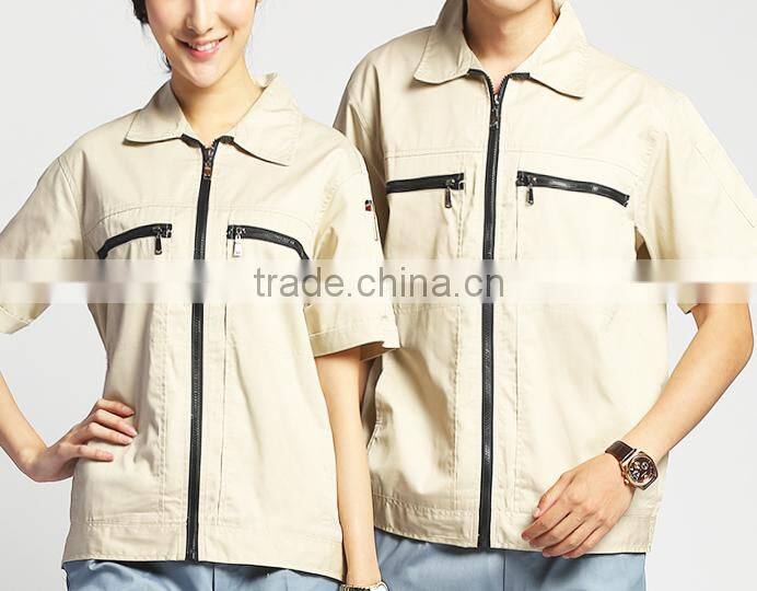 2016 OEM customized unisex garage overall uniforms short sleeve workwear