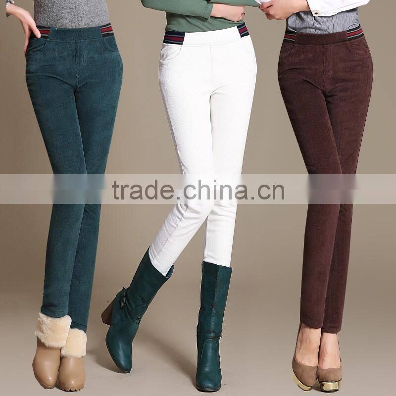 2016 skinny pants women lady corduroy pants