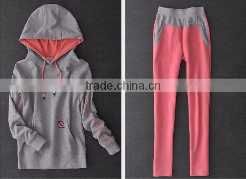 custom made fleece cotton lady winter sports womens new design woman track suit fabric design