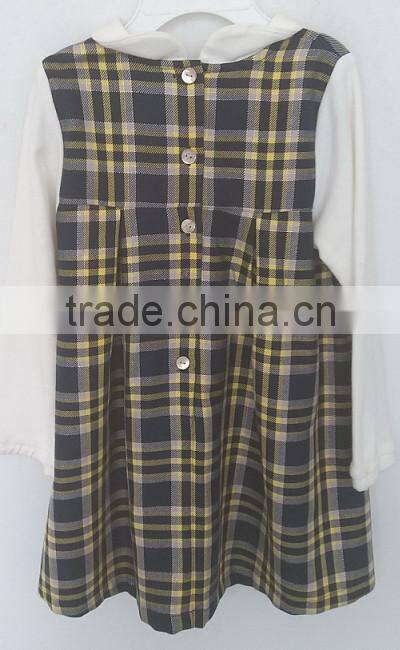 2016 cute baby girls grid long sleeve dress for Autumn