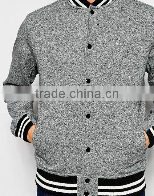 Men zip up plain varsity sweatshirt jacket custom, spring / autumn apperel OEM supplier