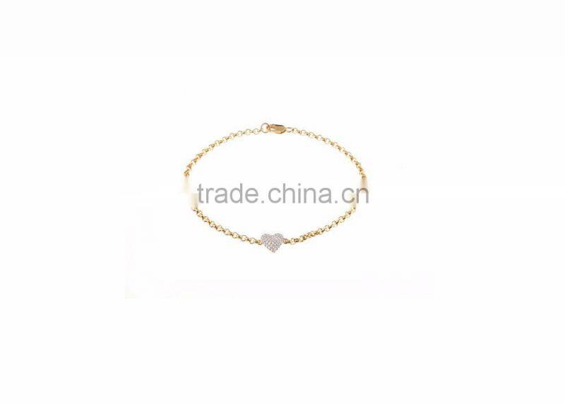 Gold Plated Designer CZ Studded Heart Bracelet