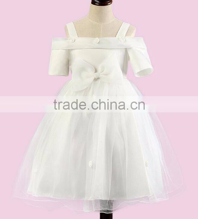Kid Girls Flower Party Dress With Different Color Lace Flower Wedding Dress Off Shoulder Princess Fancy Dress Low MOQ