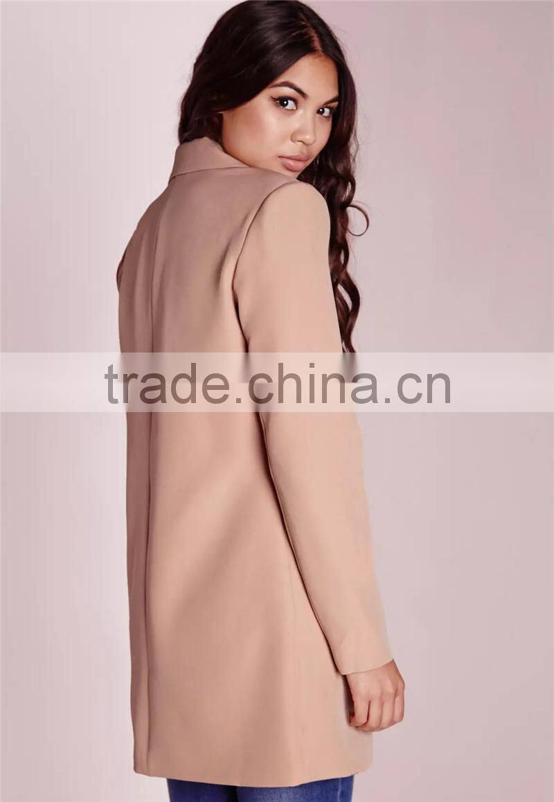 MGOO Foshan Manufacturer Custom Women Blazer Supplier Longline Blazers Oversized Loose Style No Buttons Jackets