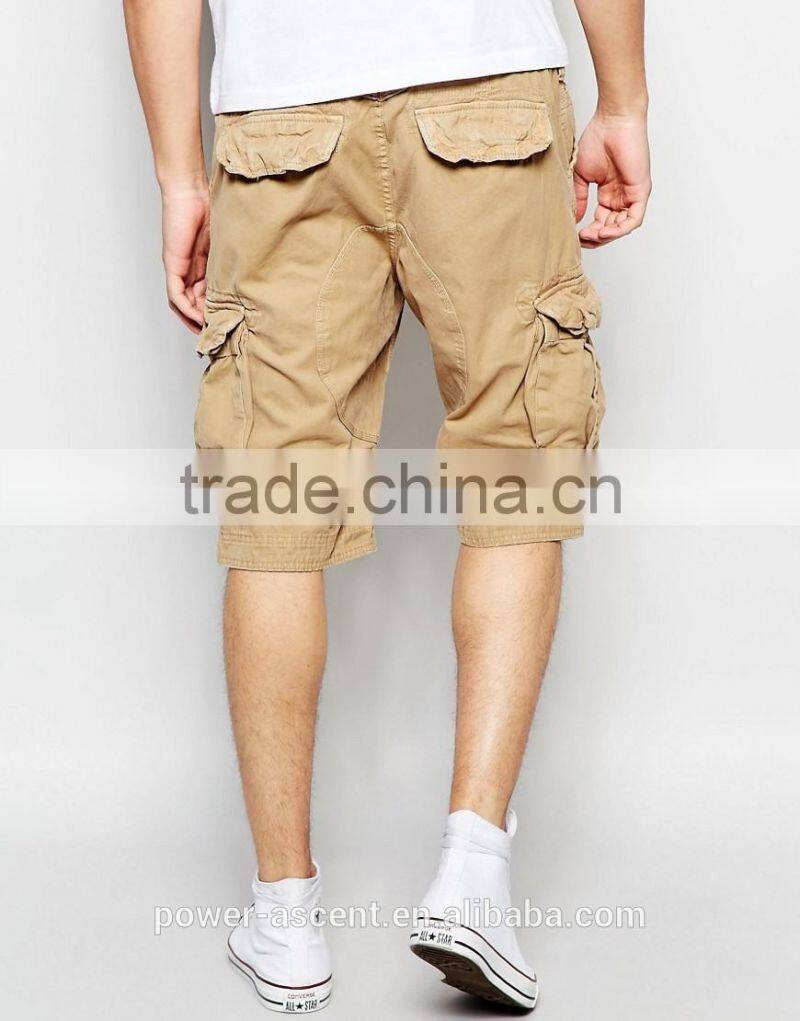 2016 Men's Burmada Style Khaki Twill Cotton Cargo Shorts