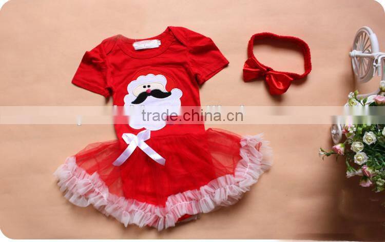 Children Christmas Outifit Santa Claus Baby Clothes Romper Red Booming Chiffon Clothing