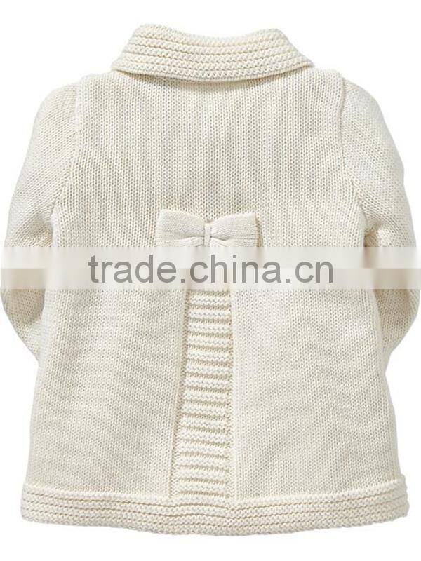 Long Style Baby Cable Sweater Coat Turn-down Collar Girl Knitting Cardigan