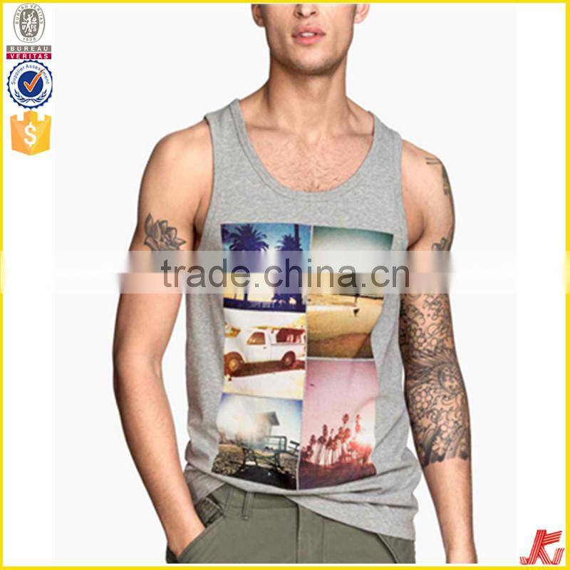 100% polyester mens wholesale printed tank tops men in bulk