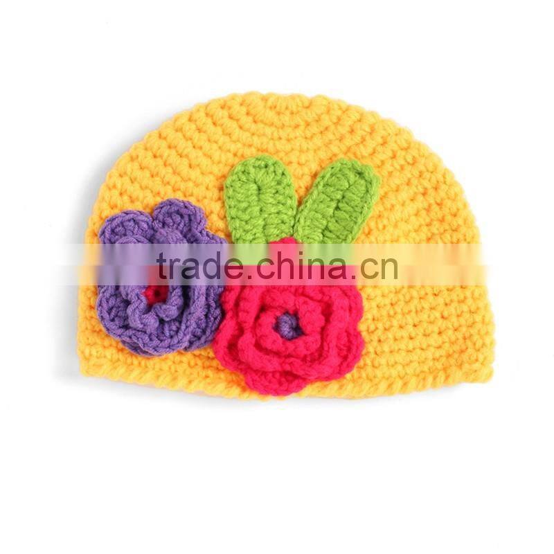 Wholesale Kids Photo Props Knitted Hat Handmade Newborn Flower Photography Hat for Kids