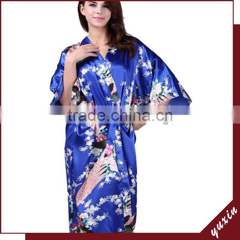 New Style Women Peacock Satin NightGowns,Satin Night Dress NG014