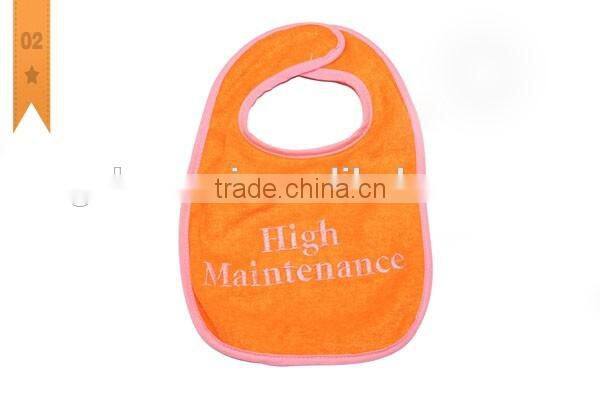 2016 China supplier embroidered letter baby bibs 100% cotton