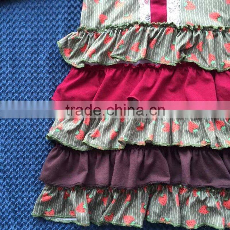 2015 ney style baby 3 pcs outfit strawberry design ruffle long shirt lace thin coat and ruffle pants YW-151