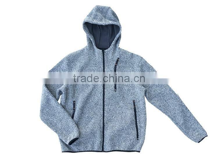 Bodkin and fleece bonded cheap hooded sweatshirts melange gray mens knitted jacket