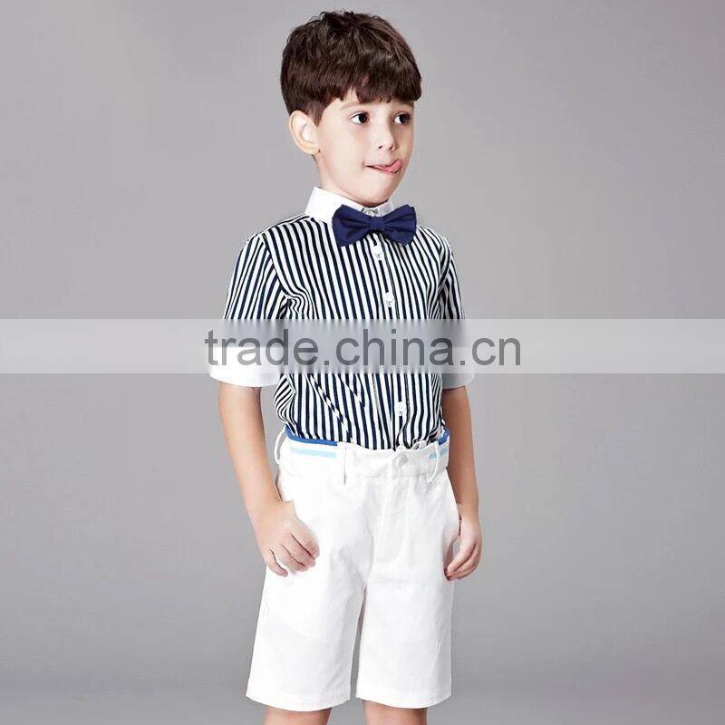 New Summer Boys Formal Clothing Set 3Pcs Boy Suit Include Tie Stripe Shirts And Shorts Fancy Children Wear B-NB-CS905-25