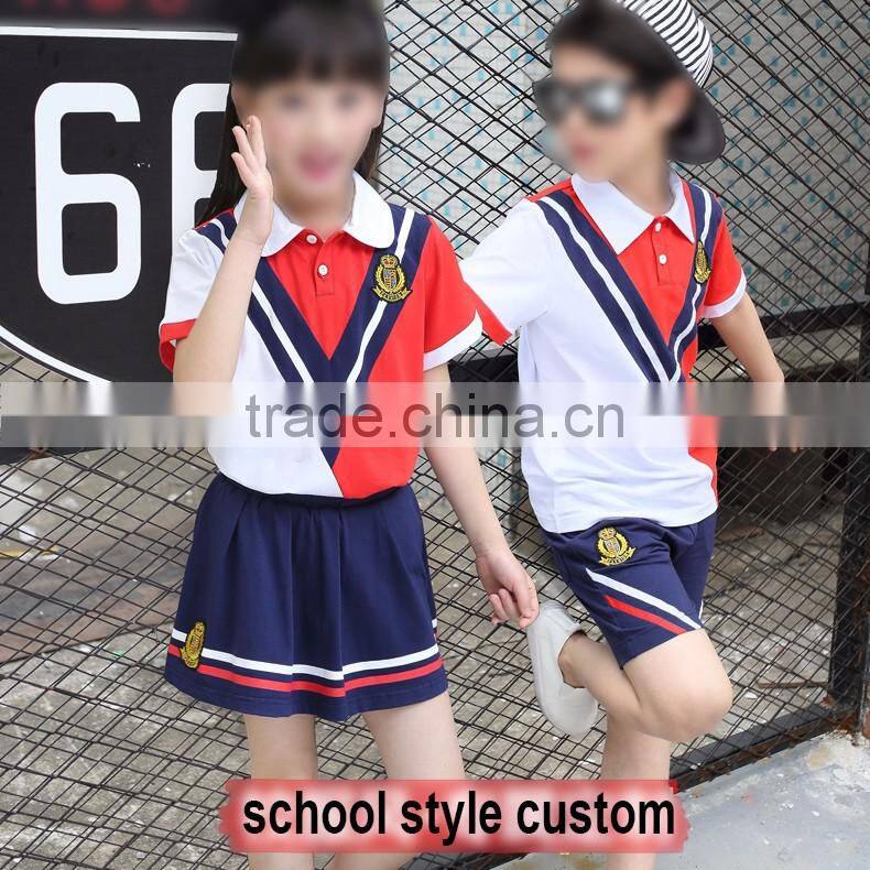 Custom top qualtity sailor style school uniform 100%cotton boys and girls school suits