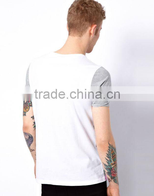 Contrast Sleeves Men Stripe Tee Shirt