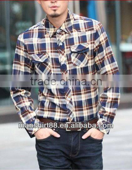 Latest design fancy 100%Cotton Single velvet Checked thickening Shirt for men with spread collar S,M,L,XL,XXL