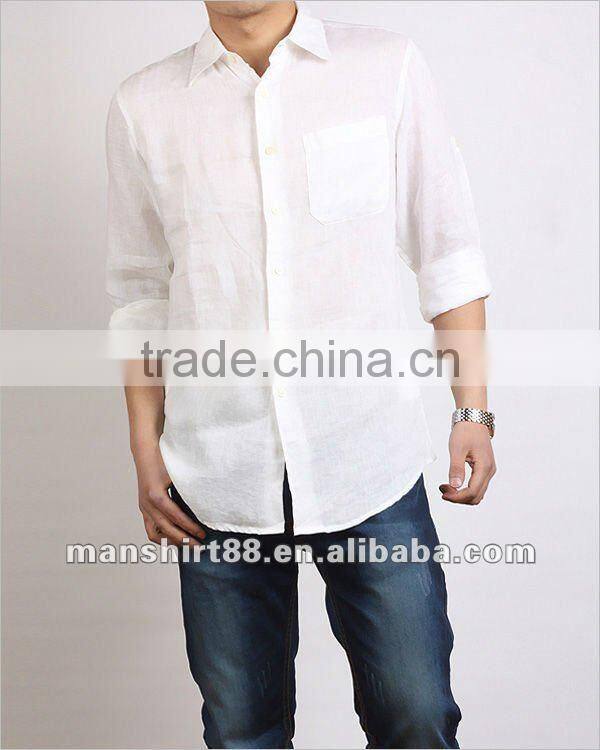 2016 man's 100% linen wash finishing long sleeve men's casual shirt