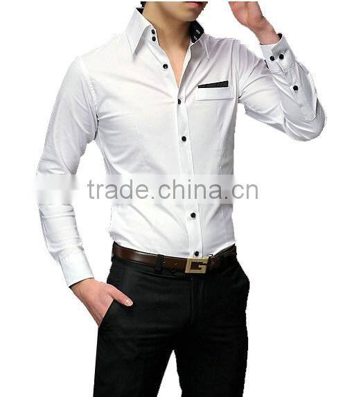 2017 MTO mens contrast color poplin white tuxedo shirt