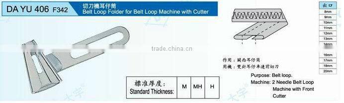 Belt loop folder for belt loop machine with cutter DA YU 406 F342