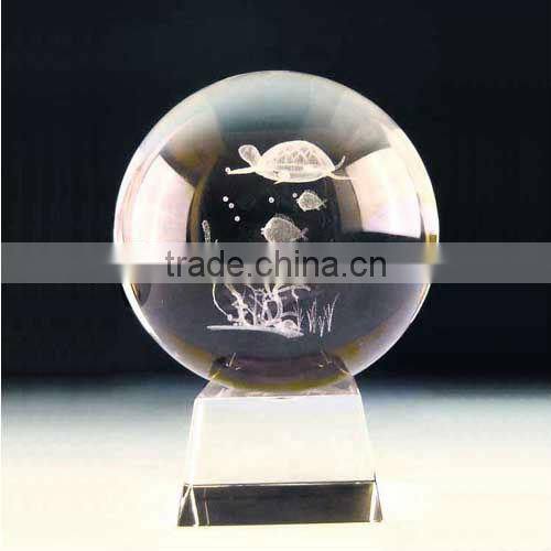 Crystal 3D laser engraving ball with dragon