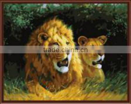 Hot sale handmade running horses tiger,lion painting animal oil painting by numbers pictures