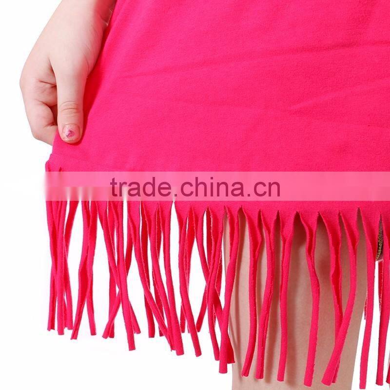 baby girls tassels cotton dress boutique all-match clothing kids wear fringe multi color mint M7031507