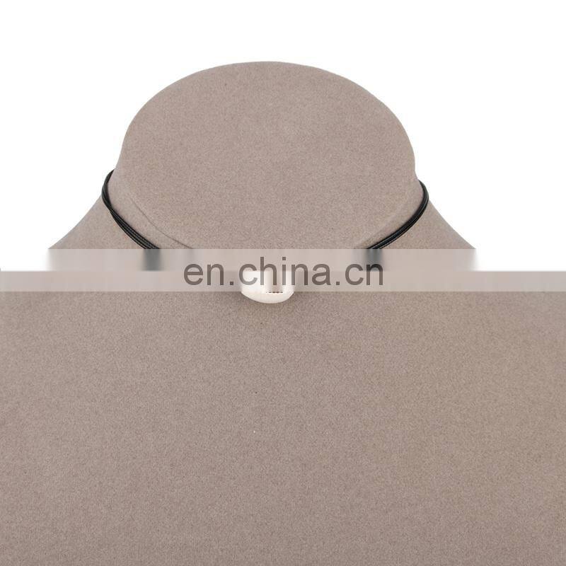 Fashion chocker necklaces black korea wax rope choker necklace with shell