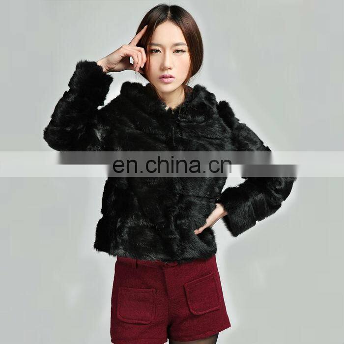 2014 new Wholesale short style red genuine rabbit fur jacket