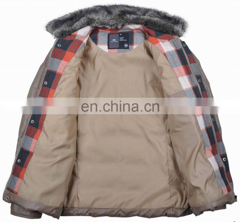 Latest New Mens Winter Fur Collar Thick Padded Down Jacket Leather