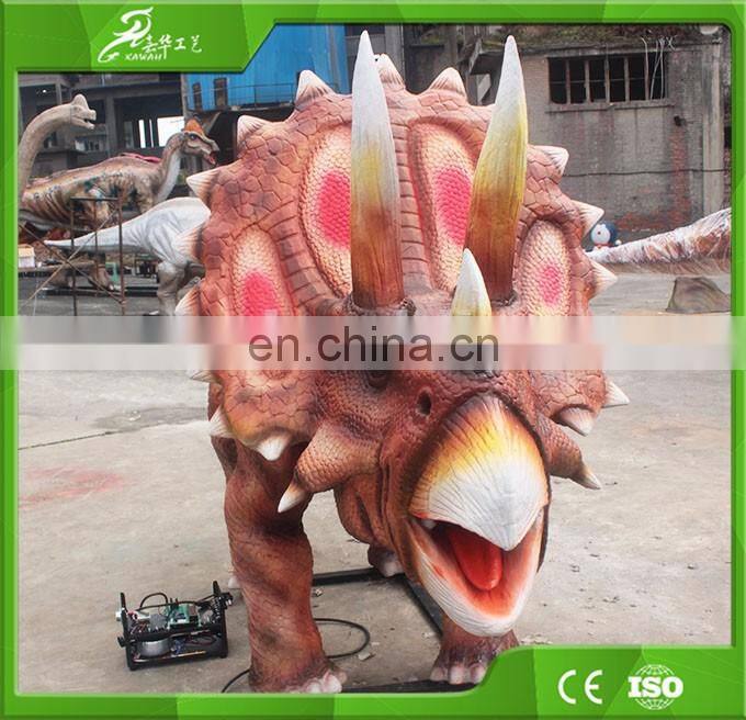 KAWAH Amusement Park Coin Operated Triceratops Kiddie Rides Animatronic Dinosaur Rides