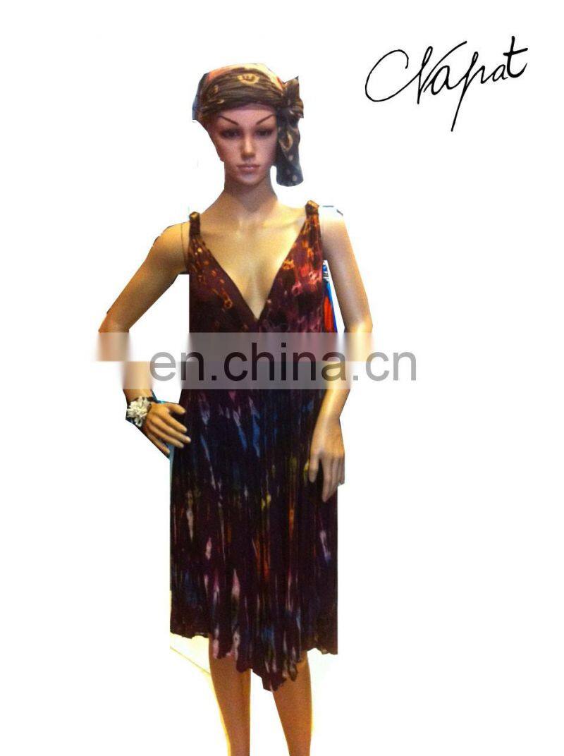 Wholesales fashion sexy v neck tie dye dress .