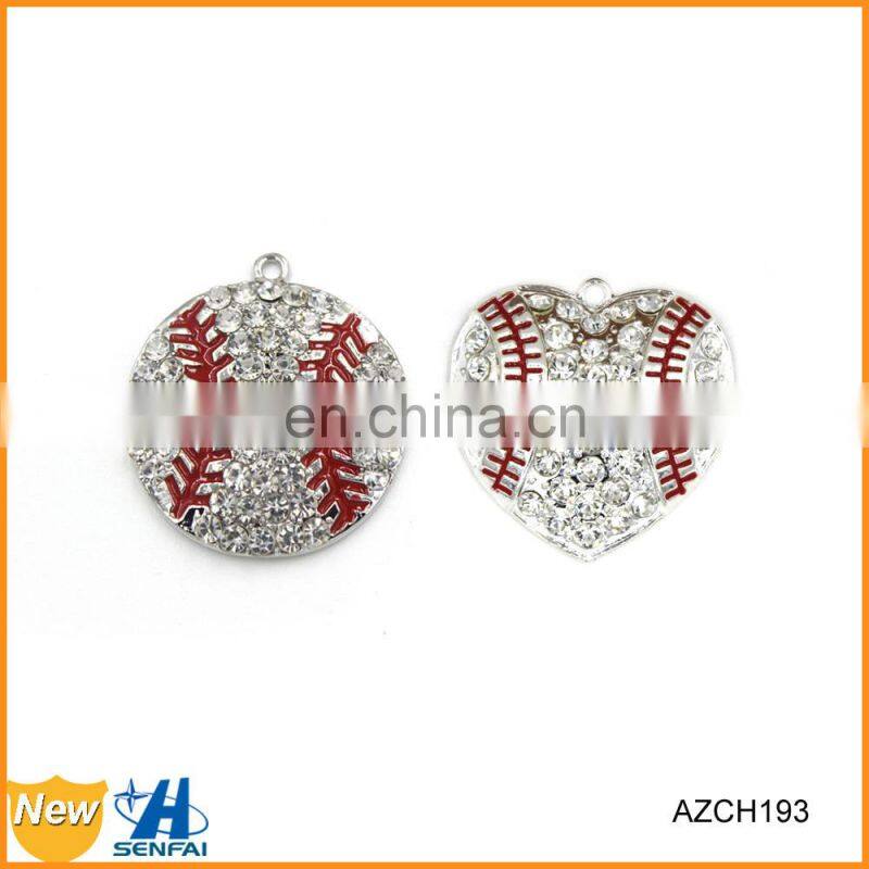 Best Selling Wholesale Silver Plated Custom Crystal Baseball Charms