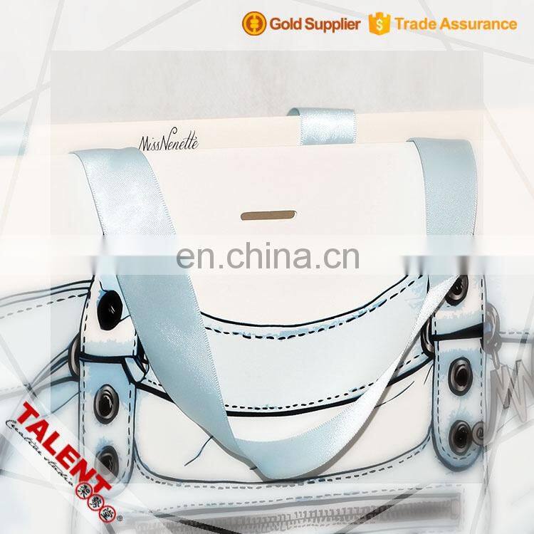 custom creative design offset printed silk ribbon tape handle paper bag
