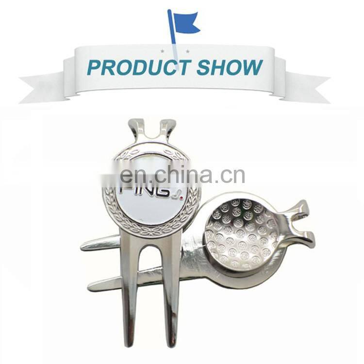 Retractable divot tool deluxe automatic golf pitch fork custom divot tool with golf ball marker