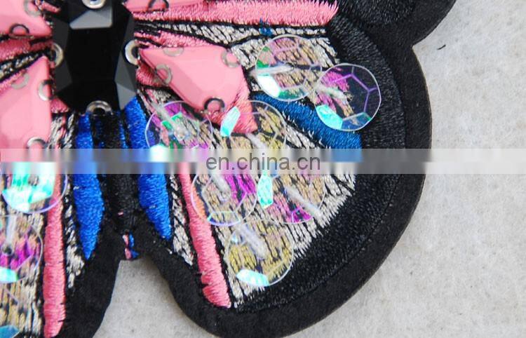 Hot Sale sequin beaded patches butterfly applique