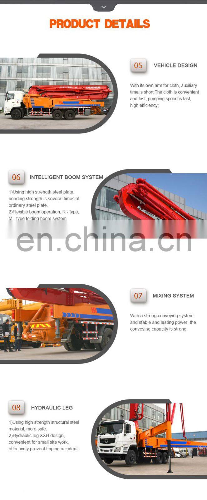 Remote control 48m 52m concrete pump truck sizes for high building construction