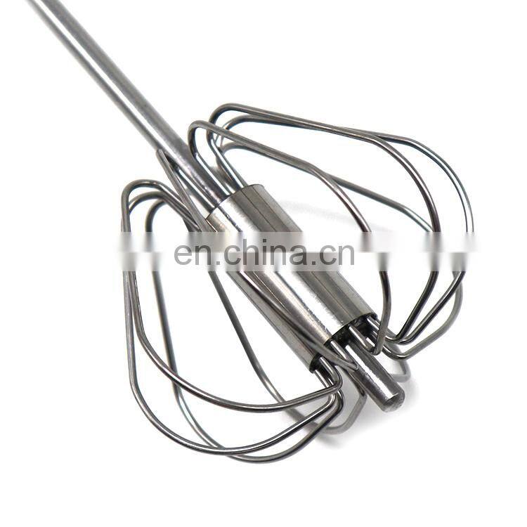 Kitchen Utensil Stainless Steel Egg Whisk Semi Automatic Egg Beater