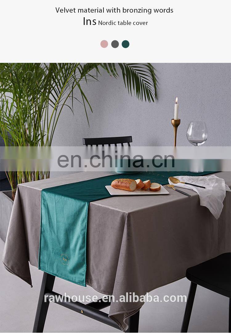 RAWHOUSE brozing words velvet table cover polyester table cloth