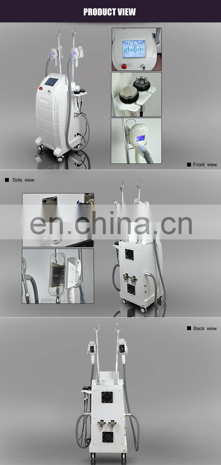Most Sale Double cyro handles Cryolipolysis Freeze Fat slimming machine with Cavitation and RF head
