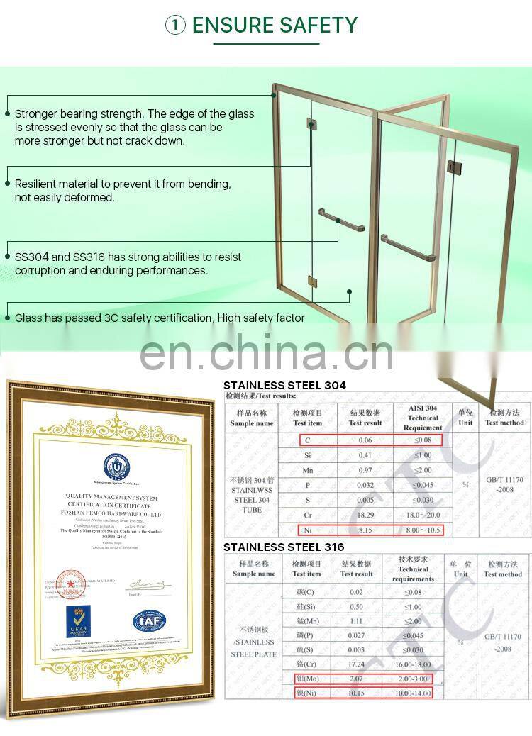 PEMCO brand Sliding door 2 Glass free standing glass shower enclosure