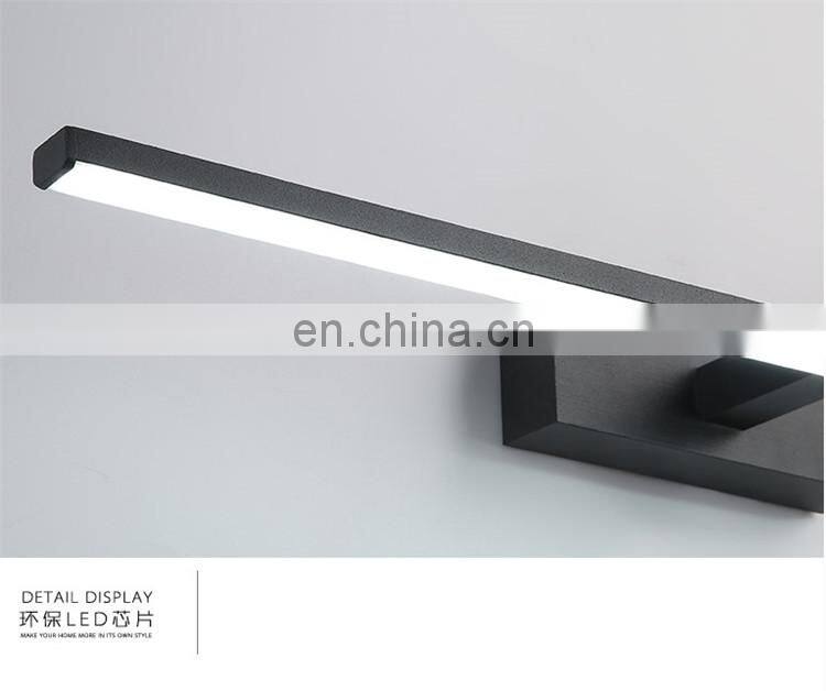 Modern long black white LED mirror cabinet light for bathroom hotel
