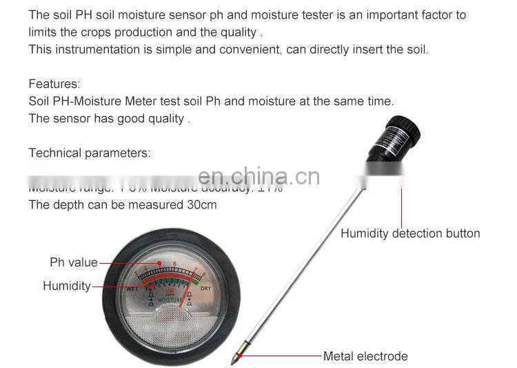 Portable Digital Soil pH Moisture meter and long Sensor