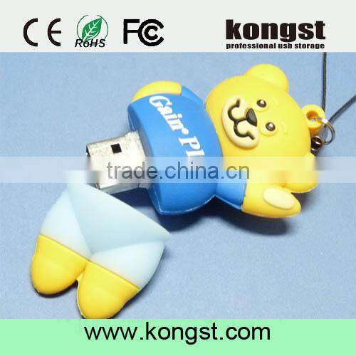 Factory price PVC USB, cartoon bear usb flash drive 8gb bear PVC usb with various customize Logo