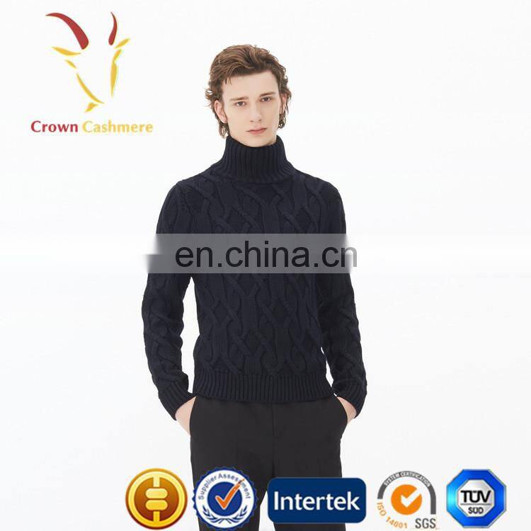 Hot Selling Cable Handmade Turtleneck Sweaters for Men