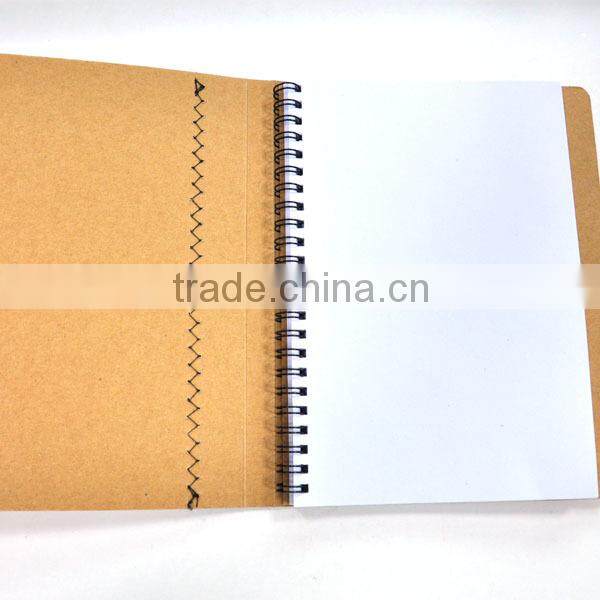 Hardcover stitching kraft non-woven notebook spiral notebook with pen