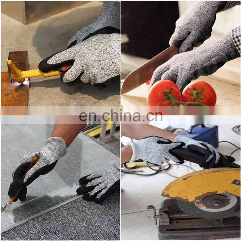 Anti Cut Level 5 HPPE Nitrile Sandy Anti Cut Gloves