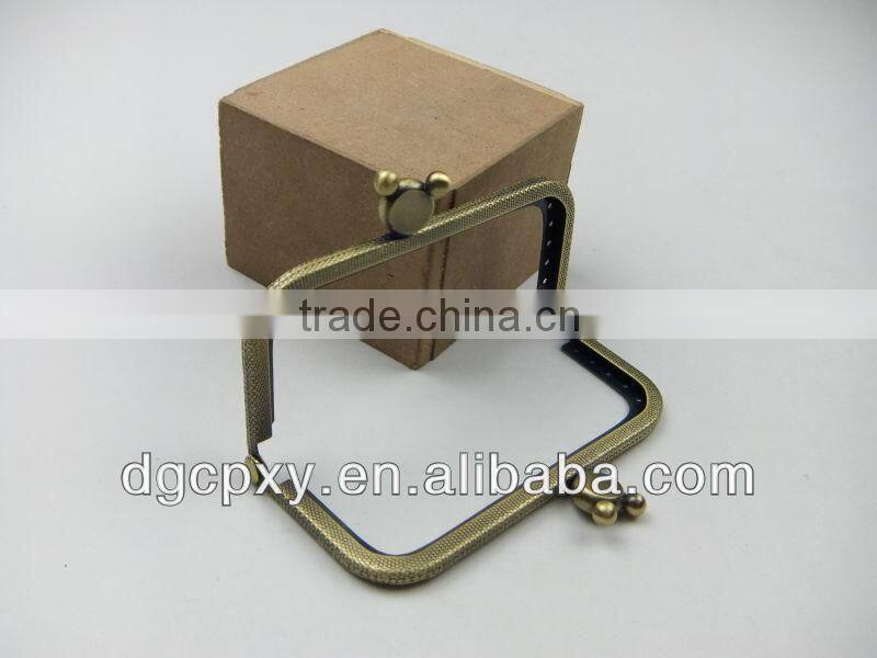 Square Bronze Color Metal Purse Frame Handle for generous and aristocratic purse