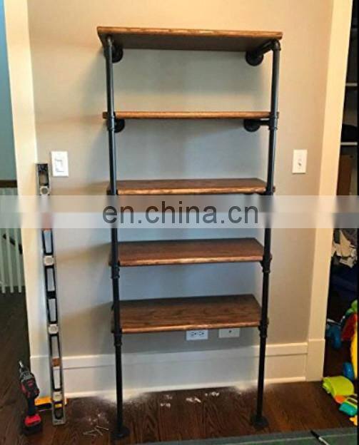 Industrial Retro Wall Mount Iron Pipe Shelf Open Bookshelf